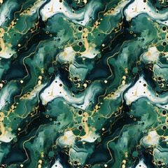 Green and Gold Marble seamless pattern, Emerald Marble textured background, Abstract green stone seamless design 