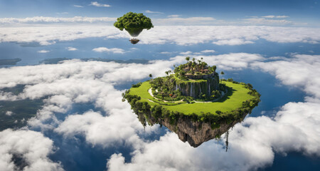 Floating islands in sky