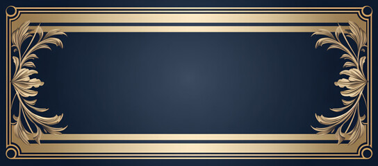 Minimalist Composition: Blue Frame with Gold Borders. Empty space for your design or logo