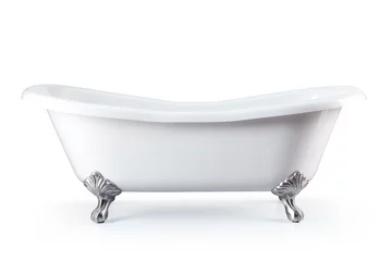 Fotobehang Claw-foot bathtub isolated on a white background, an old fashioned tub © MVProductions