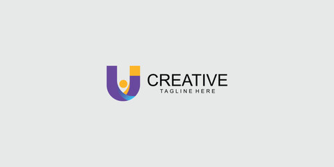 Creative letter U logo design with modern concept  full collor  premium vector © arif