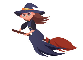 halloween witch with a broom