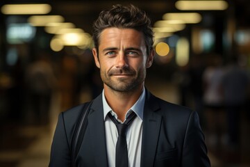 Fototapeta premium Caucasian Male Ceo Background Smart Generative AI