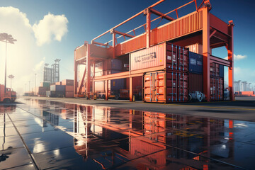 Obraz premium Freight transport, containers in the seaport, food crisis, grain deal