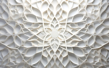 Islamic Paper Cut-Outs: White Abstract Design with Soft Geometry