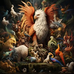 Eagle Surrounded by Birds