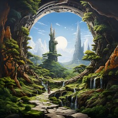 Painting of a Castle in the Forest