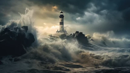 Rolgordijnen Imagine a breathtaking scene of a majestic lighthouse © David