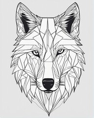 wolf head illustration, line art