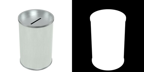 3D rendering illustration of a cylindrical money box
