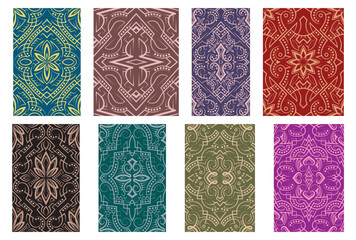 Vector seamless patterns set of vintage ornaments. Symmetric patterned tiles design.