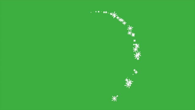 Animation loop magic snow element cartoon effect on green screen background 