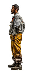 Fototapeta premium Mechanic in work outfit isolated on the transparent background PNG.