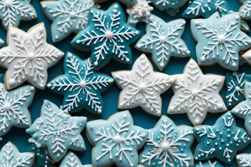 Christmas winter snowflake cookies. Seamless repeating background