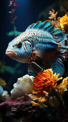 Aquarium light  fish  underwater scene  blue 
