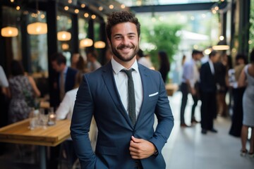 Caucasian Man Event Planner Background Scene Stylish Generative AI