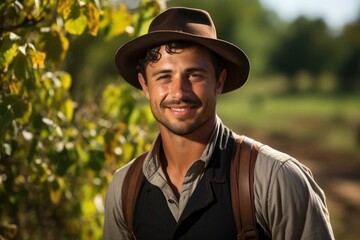 Caucasian Male Farmer Background Good Looking Generative AI