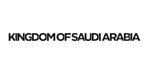 Saudi Arabia emblem. The design features a geometric style, vector illustration with bold typography in a modern font. The graphic slogan lettering.