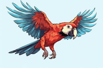 Obraz premium cartoon style of a flying parrot