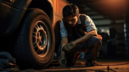 car mechanic repairing a car
