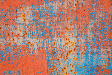 Old cracked paint in craquelure on a rusty metal surface Grunge rusted metal texture. Rusty corrosion and oxidized background. Worn metallic iron rusty metal background.