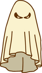 Retro Ghost Halloween t-shirt design. Cute cartoon. vintage vector illustration