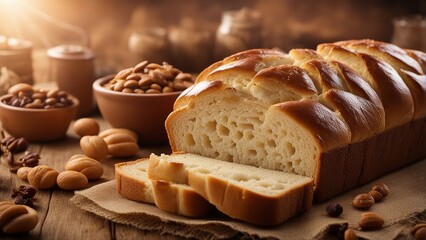 Fototapeta na wymiar Bread backdrop background, bakery.