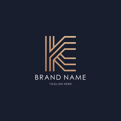 letter K logo simple monogram initial technology creative lines design luxury golden style