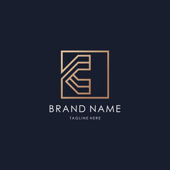 letter K logo simple monogram initial technology creative line design luxury golden style