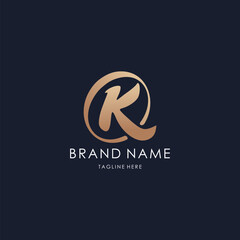 letter K logo simple monogram initial creative lines bold rounded design luxury golden style