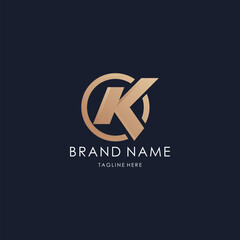 letter K logo simple monogram initial creative lines bold design luxury golden style