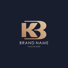 letter K B logo simple monogram initial creative lines ldesign luxury golden style