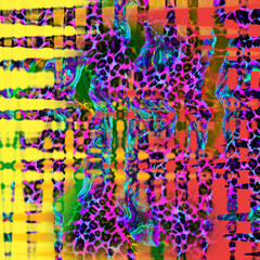 combination of colorful  leopard snake tiger textures textile collage pattern