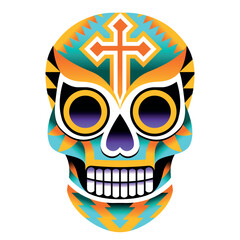 Colorful Mexican Sugar Skull Calavera Isolated