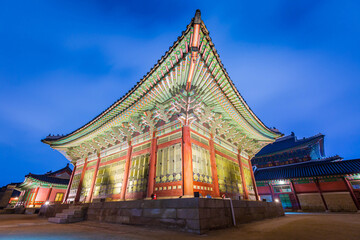 Gyeongbokgung Palace at night is beautiful, Seoul, South Korea.