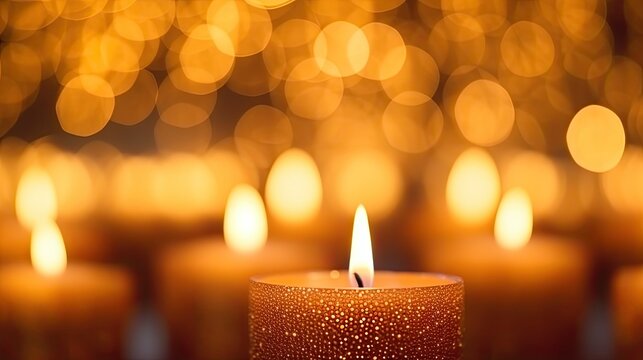Image of horizontal wallpaper with lots of candles with fire.