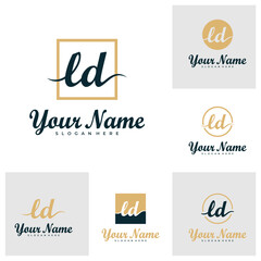 Set of Letter LD logo design vector. Luxury LD logo design template concept