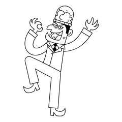 vector scientist crazy cartoon halloween illustration isolated