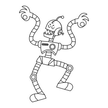 vector cute robot cartoon illustration isolated