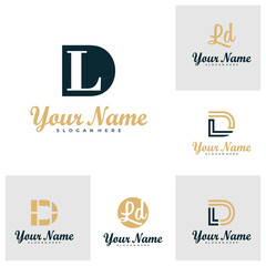 Set of Letter LD logo design vector. Luxury LD logo design template concept