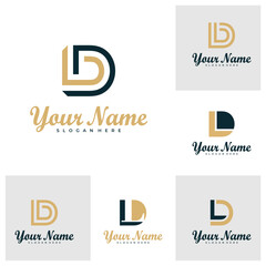 Set of Letter LD logo design vector. Luxury LD logo design template concept
