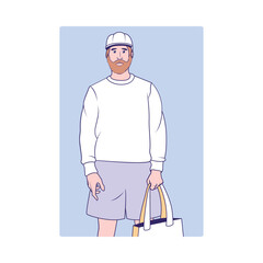 MEN YOUNG CHARACTERS MOCKUP TSHIRT ISOLATED CARTOON VECTOR