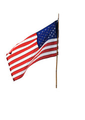 american flag isolated on white background whit clipping path.
