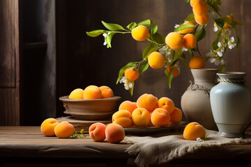 The apricots on the table are attractive 