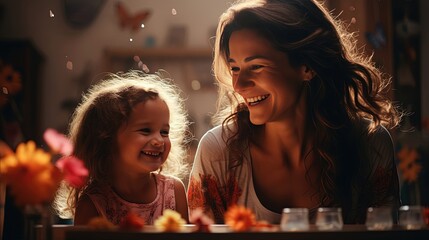 Mother and Daughter Smile Together