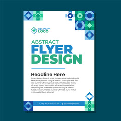 Flat geometric flyer template, brochure template, cover design