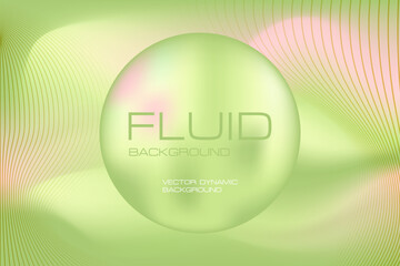 Fluid background lime green color with round circle and wavy lines, perfect for presentations, modern posters, trendy beauty banners