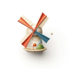 Fototapeta na wymiar Windmill mascot for a company 3D logo. Generative AI