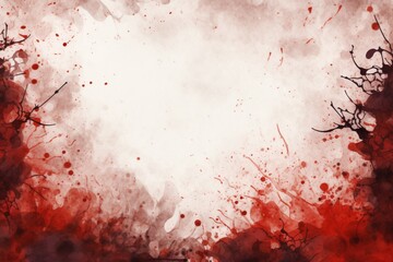Watercolor red blood splashes wallpaper for halloween. AI generated