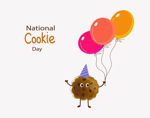 National Cookie Day, December 4. Character with funny face. Cute cup cake 3d. Kids food menu. Vector illustration.